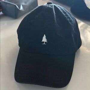 Like New Black Tinlid Cap with Tree Embroidery, Velcro Adjustable OS